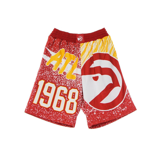 MITCHELL & NESS Pantaloncino Tipo Basket Uomo Nba Jumbotron Sublimated Mesh Shorts Hardwood Classics Atlhaw Scarlet/original Team Colors da uomo