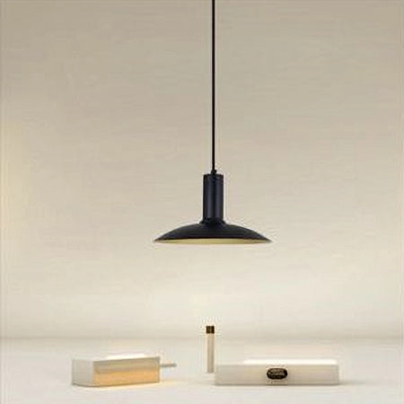 Lampadario A Sospensione Moderno Con Paralume Semisfera In Ferro Nero Oro E27 33795