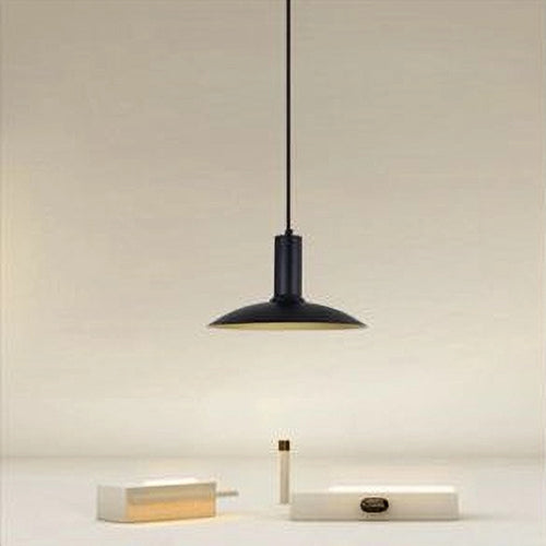 Lampadario A Sospensione Moderno Con Paralume Semisfera In Ferro Nero Oro E27 33795