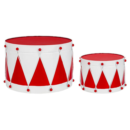 Tamburi natalizi decorativi "Deryck" in metallo decorazione per interno ed esterno set da 2