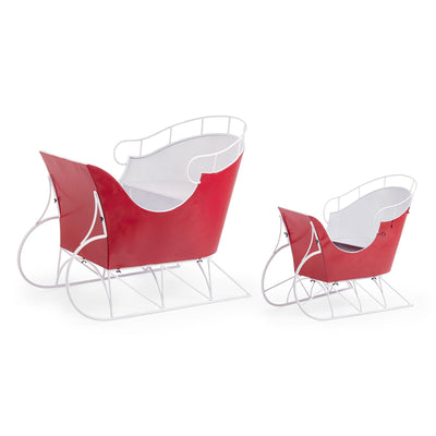 Slitta decorativa Kory in metallo colore rosso e bianco per decorazioni natalizie