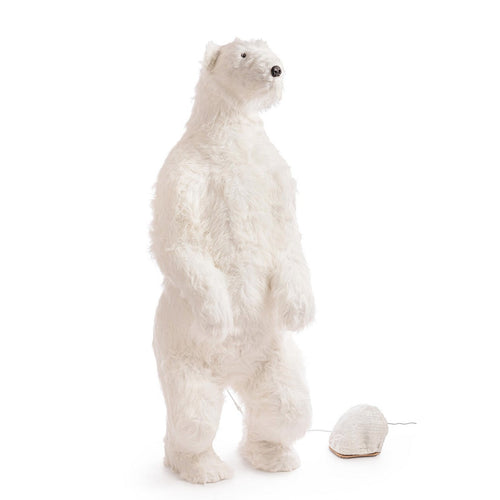Orso polare decorativo Barrow in poliresina con movimento per decorazione natalizia