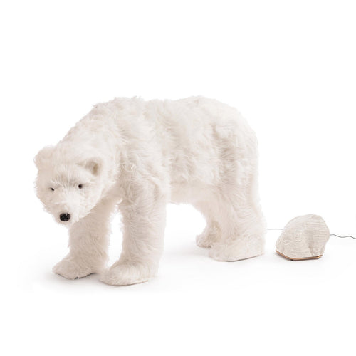 Orso polare decorativo Barrow in poliresina con movimento per decorazione natalizia