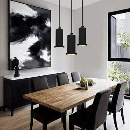 Lampadario A Sospensione Moderna Contemporaneo Nero Oro Portalampada Pendente E27 33825