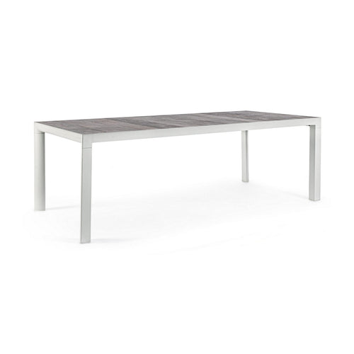 Tavolo rettangolare Mason con struttura in alluminio, piano in ceramica