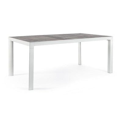 Tavolo rettangolare Mason con struttura in alluminio, piano in ceramica