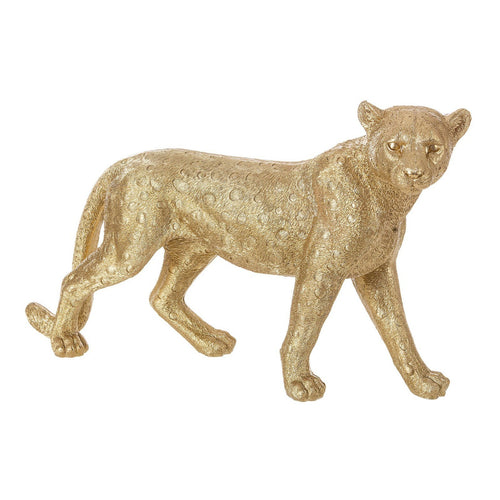 Statuetta decorativa Olympus leopardo, color oro, in poliresina e resistente all'acqua, da 28 cm