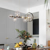 Lampadario Moderno A Sospensione Nero 7 Sfere G9 Bolle In Vetro Con Cerchio 71676