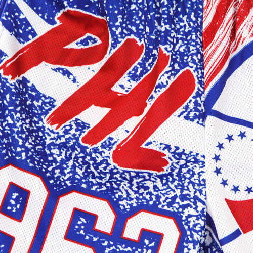MITCHELL & NESS Pantaloncino Tipo Basket Uomo Nba Jumbotron Sublimated Mesh Shorts Hardwood Classics Phi76e Royal/original Team Colors da uomo