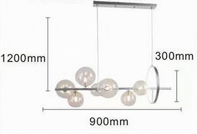 Lampadario Moderno A Sospensione Argento 7 Sfere G9 Bolle In Vetro Con Cerchio 71690