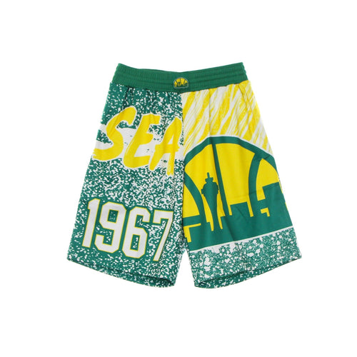 MITCHELL & NESS Pantaloncino Tipo Basket Uomo Nba Jumbotron Sublimated Mesh Shorts Hardwood Classics Seasup Kelly Green/original Team Colors da uomo