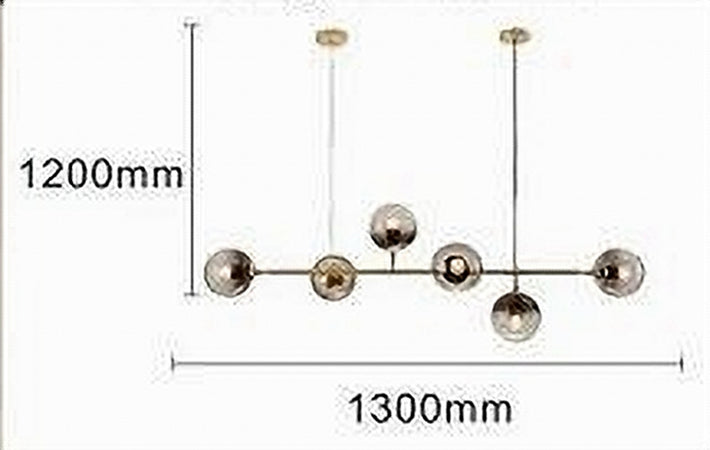 Lampadario Sospensione 6 Sfere Attacco E27 In Vetro Lampada In Metallo Oro 71645