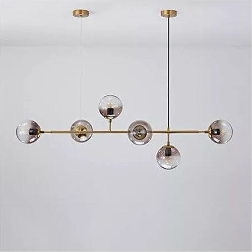 Lampadario Sospensione 6 Sfere Attacco E27 In Vetro Lampada In Metallo Oro 71645