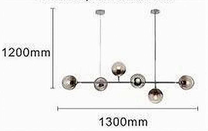 Lampadario Sospensione 6 Sfere Attacco E27 In Vetro Lampada In Metallo Argento 71652