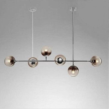 Lampadario Sospensione 6 Sfere Attacco E27 In Vetro Lampada In Metallo Argento 71652