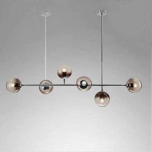 Lampadario Sospensione 6 Sfere Attacco E27 In Vetro Lampada In Metallo Argento 71652