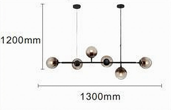 Lampadario Sospensione 6 Sfere Attacco E27 In Vetro Lampada In Metallo Nero 71669