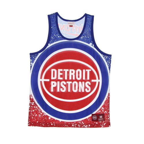 MITCHELL & NESS Canotta Tipo Basket Uomo Nba Jumbotron Sublimated Mesh Tank Hardwood Classics Detpis Scarlet/original Team Colors da uomo