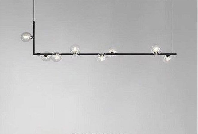 Lampadario 8 Sfere G9 In Vetro Da Soffitto In Metallo Nero Design Moderno 71621