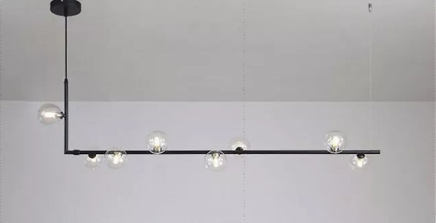 Lampadario 8 Sfere G9 In Vetro Da Soffitto In Metallo Nero Design Moderno 71621