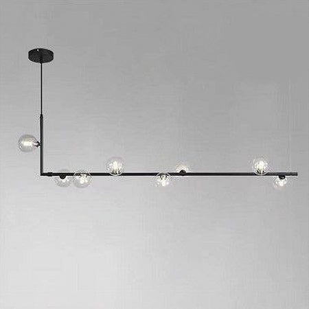 Lampadario 8 Sfere G9 In Vetro Da Soffitto In Metallo Nero Design Moderno 71621