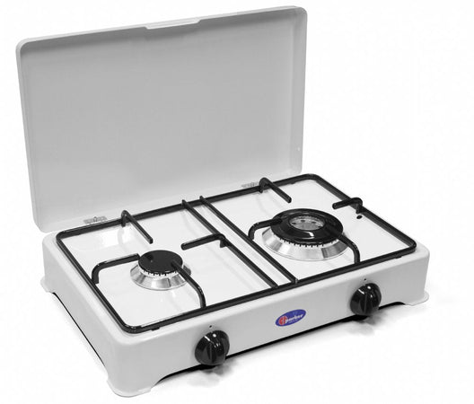 CFParker Fornello a Gas 2 Fuochi Gpl / Metano con Valvola di Sicurezza mod. 2002GPS/C