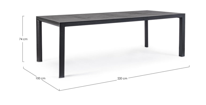 Tavolo rettangolare "Mason" con struttura in alluminio, piano in ceramica
