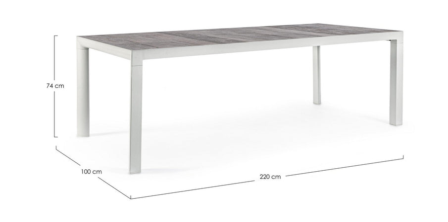 Tavolo rettangolare "Mason" con struttura in alluminio, piano in ceramica