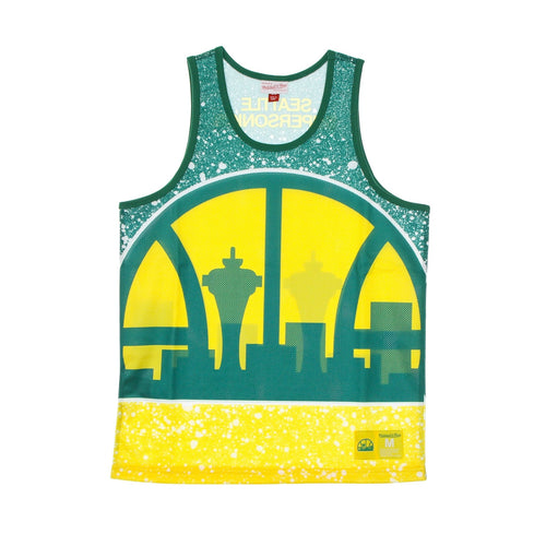 MITCHELL & NESS Canotta Tipo Basket Uomo Nba Jumbotron Sublimated Mesh Tank Hardwood Classics Seasup Yellow/original Team Colors da uomo