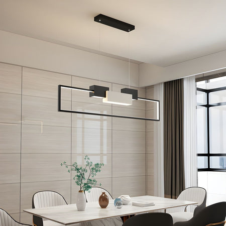 Lampadario A Sospensione Led 36w Rettangolare Con Telecomando Design Moderno Nero 71585