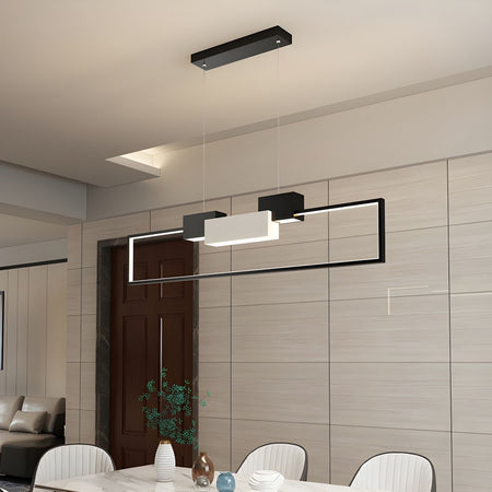 Lampadario A Sospensione Led 36w Rettangolare Con Telecomando Design Moderno Nero 71585