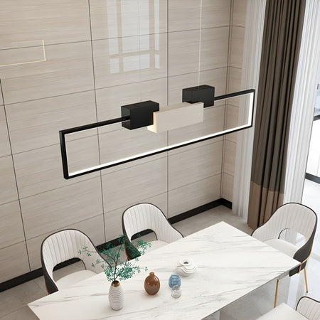 Lampadario A Sospensione Led 36w Rettangolare Con Telecomando Design Moderno Nero 71585