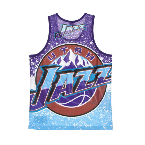 MITCHELL & NESS Canotta Tipo Basket Uomo Nba Jumbotron Sublimated Mesh Tank Hardwood Classics Utajaz Light Blue/original Team Colors da uomo