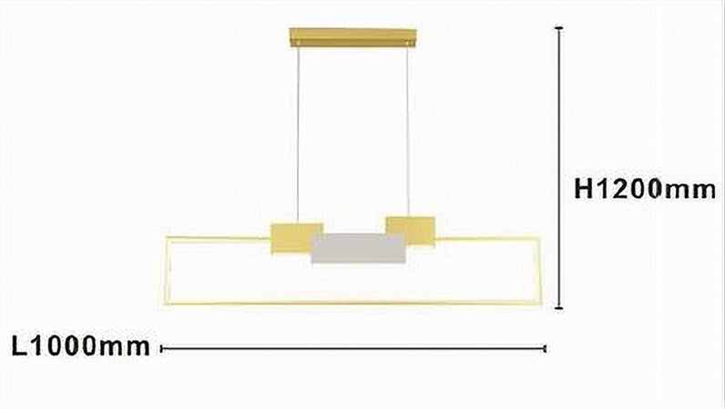 Lampadario A Sospensione Led 36w Rettangolare Con Telecomando Design Moderno Oro 71592