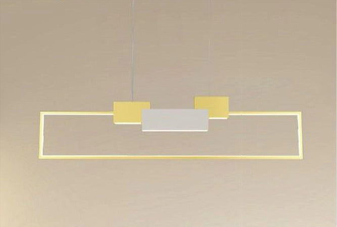 Lampadario A Sospensione Led 36w Rettangolare Con Telecomando Design Moderno Oro 71592