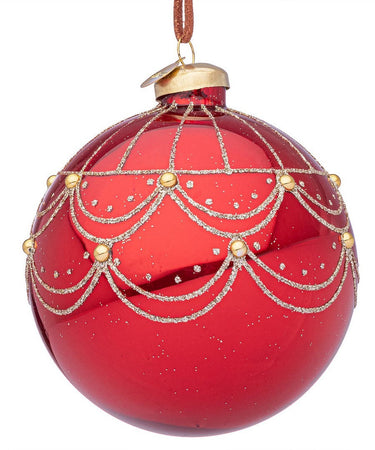 Palline natalizie per albero di natale in vetro colore rosso da 10 cm per decorazioni 4 pezzi