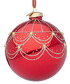 Palline natalizie per albero di natale in vetro colore rosso da 10 cm per decorazioni 4 pezzi