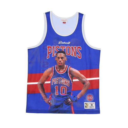 MITCHELL & NESS Canotta Tipo Basket Uomo Nba Behind the Back Tank Dennis Rodman Hardwood Classics Detpis Royal da uomo