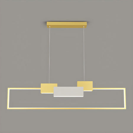 Lampadario A Sospensione Led 36w Rettangolare Con Telecomando Design Moderno Oro 71592