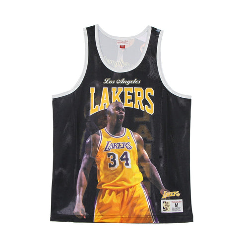 MITCHELL & NESS Canotta Tipo Basket Uomo Nba Behind the Back Tank Shaquille O'neal Hardwood Classics Loslak Black da uomo