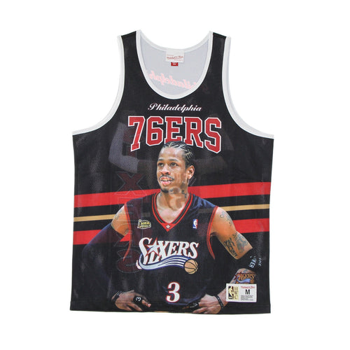 MITCHELL & NESS Canotta Tipo Basket Uomo Nba Behind the Back Tank Allen Iverson Hardwood Classics Phi76e Black da uomo