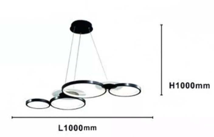Lampadario A Sospensione Led Nero 65w 6 Anelli Luminosi Moderno Con Telecomando 71415