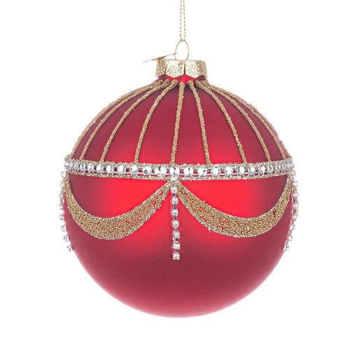 Palline natalizie per albero di natale in vetro colore rosso da 10 cm per decorazioni 4 pezzi