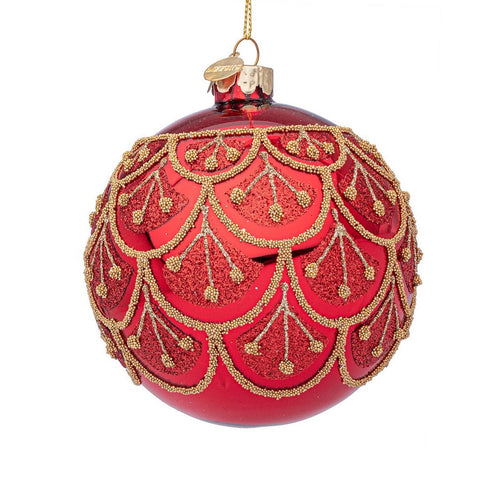 Palline natalizie per albero di natale in vetro colore rosso da 10 cm per decorazioni 4 pezzi