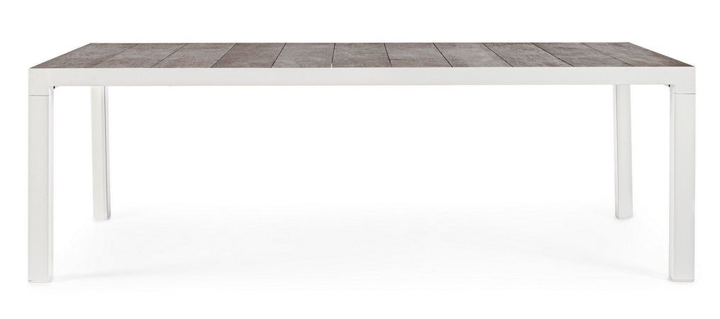 Tavolo rettangolare "Mason" con struttura in alluminio, piano in ceramica