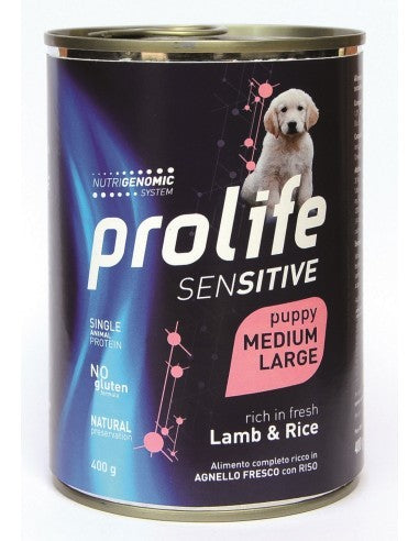 Prolife Sensitive mangime umido Cani Puppy Medium&Large agnello e riso 400 gr