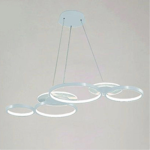 Lampadario A Sospensione Led Bianco 62w 6 Anelli Luminosi Moderno Luce 6500k 71408