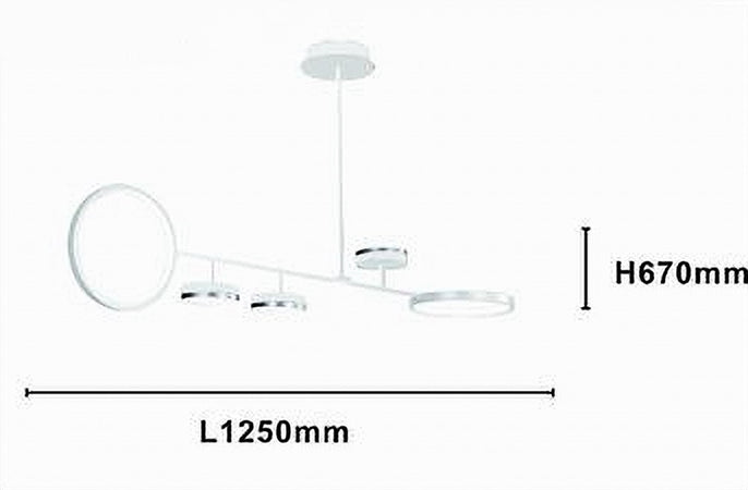 Lampadario A Sospensione Led 37w Con 5 Cerchi Lampada Orizzontale Bianco Luce Naturale 71330