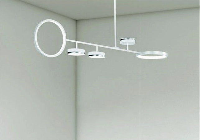 Lampadario A Sospensione Led 37w Con 5 Cerchi Lampada Orizzontale Bianco Luce Naturale 71330