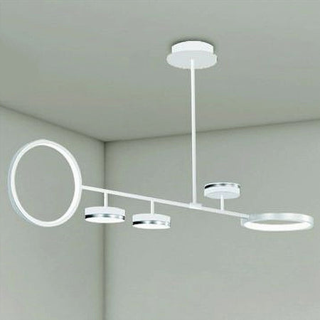 Lampadario A Sospensione Led 37w Con 5 Cerchi Lampada Orizzontale Bianco Luce Naturale 71330